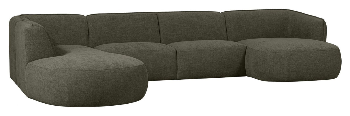 Polly U-sofa, Left facing, Gray/Green