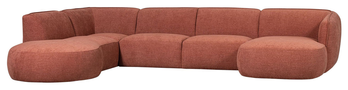 Polly U-sofa, Left facing, Pink