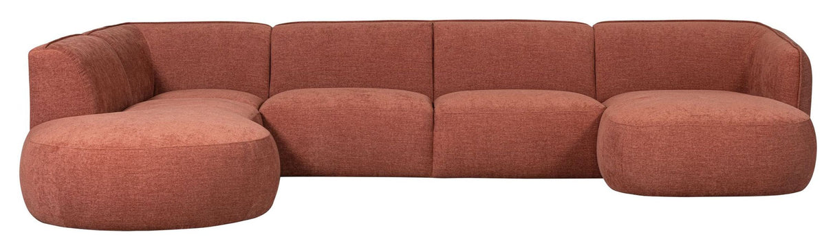 Polly U-sofa, Left facing, Pink