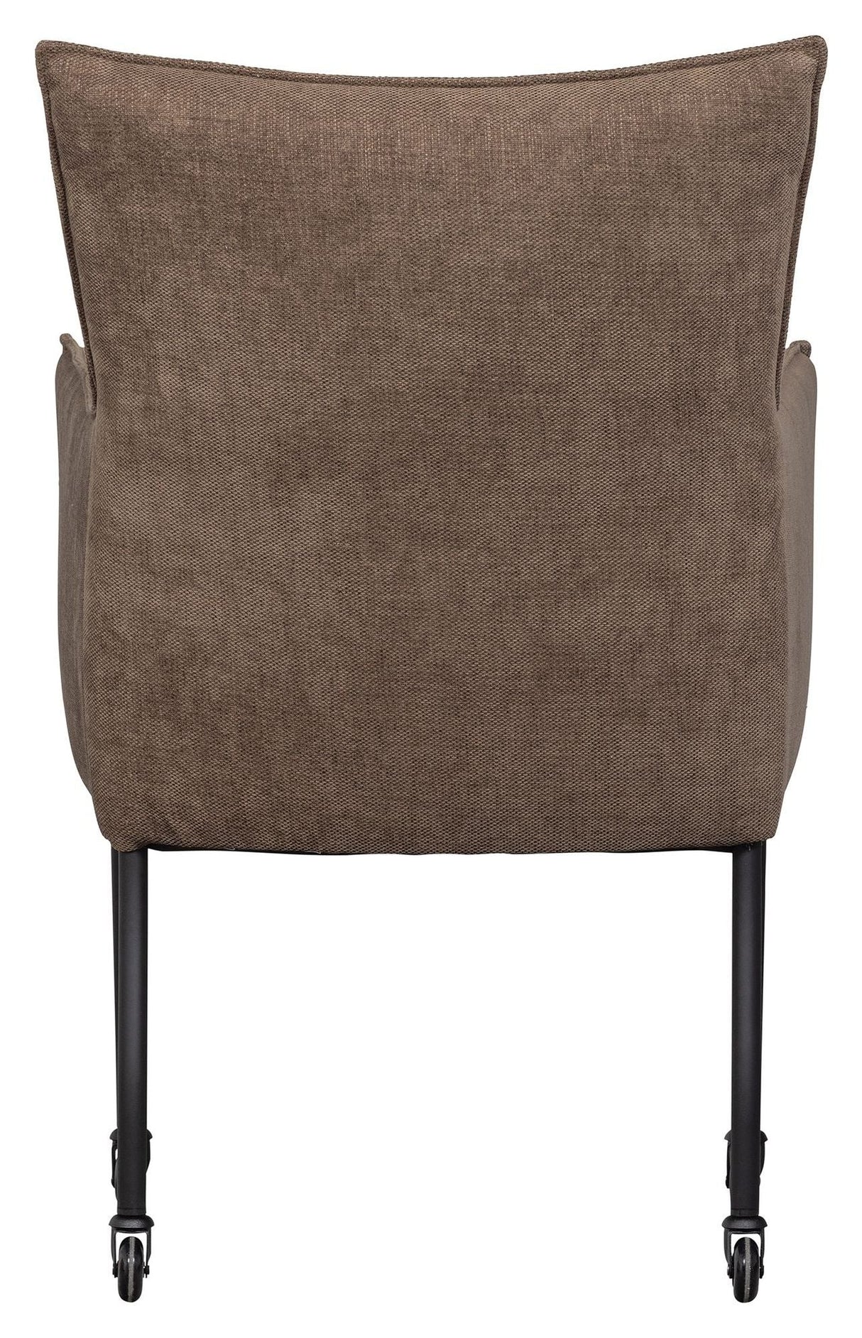 Ezra Dining chair with armrests and wheels, Brown