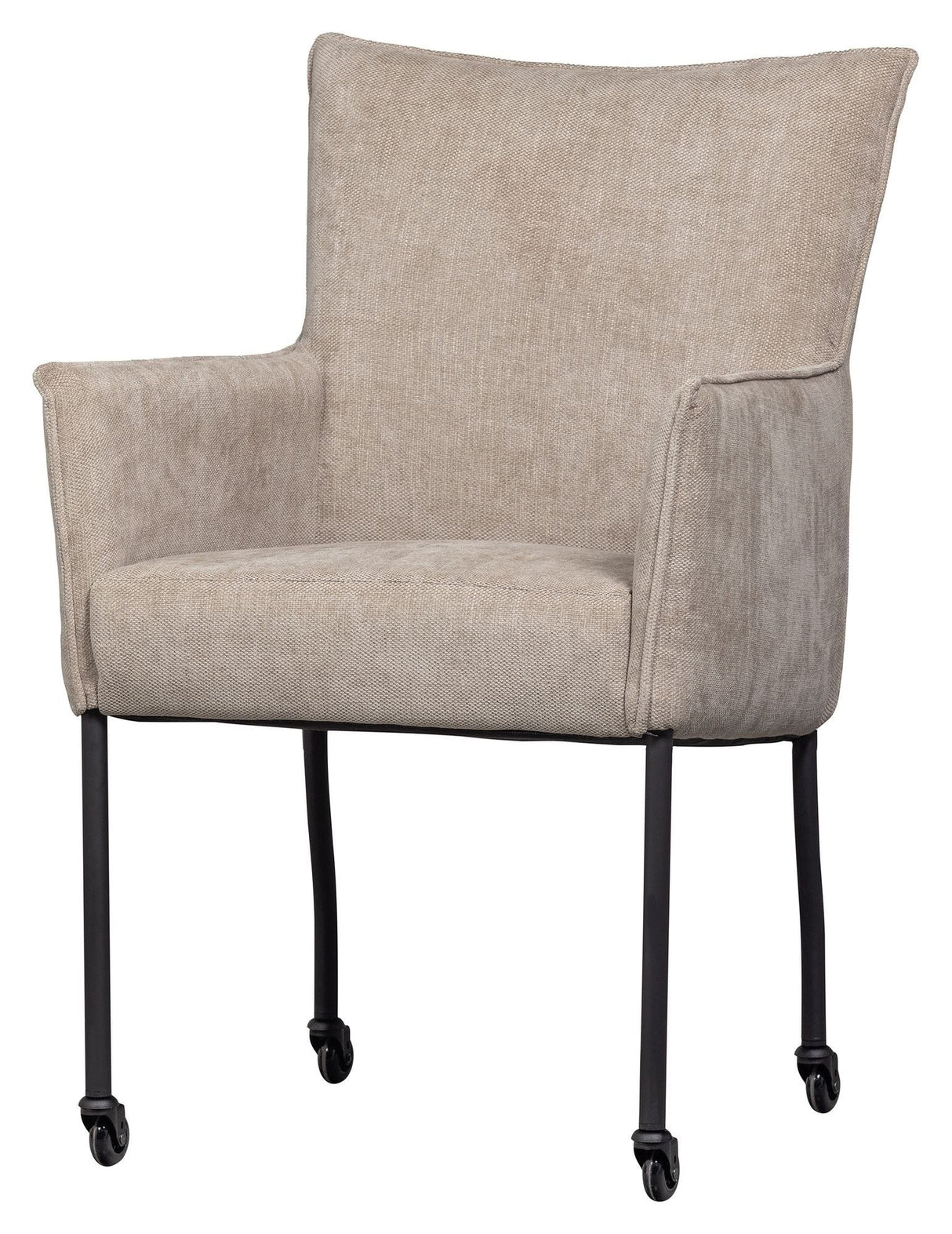 Ezra Dining chair with armrests and wheels, Sand