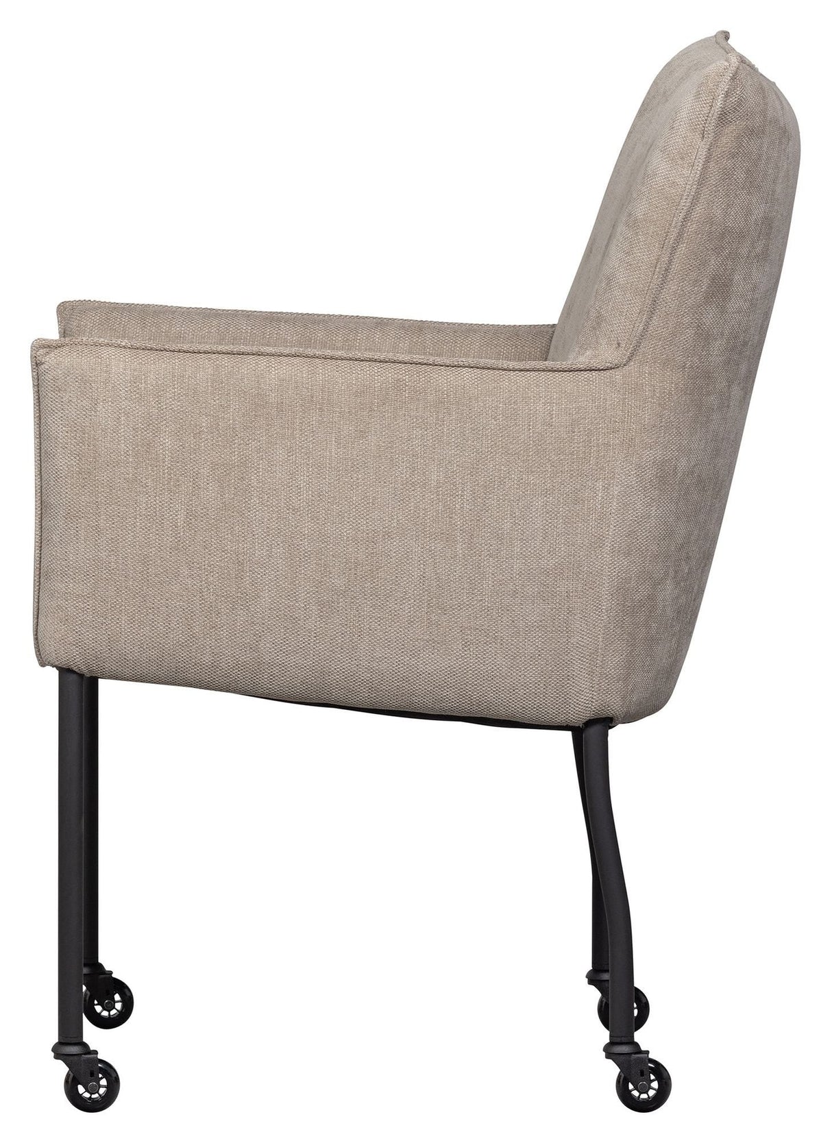 Ezra Dining chair with armrests and wheels, Sand