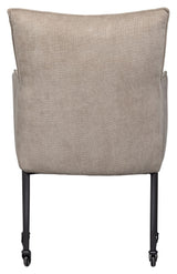 Ezra Dining chair with armrests and wheels, Sand