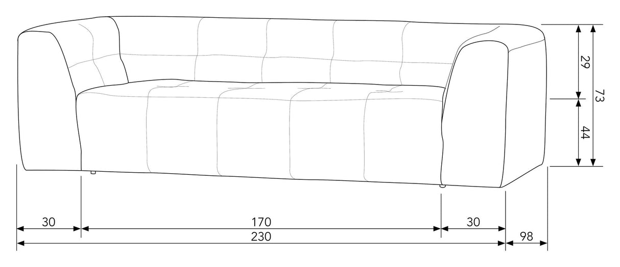 Woood Grid 3-pers. Sofa, Sand Chenille