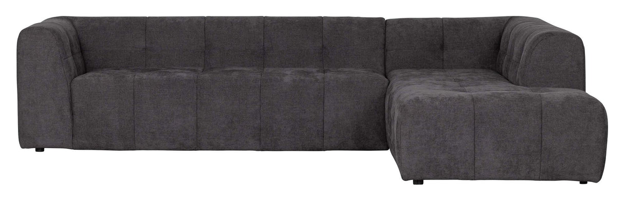 Woood Grid Sofa with right-facing chaise longue, Dark gray