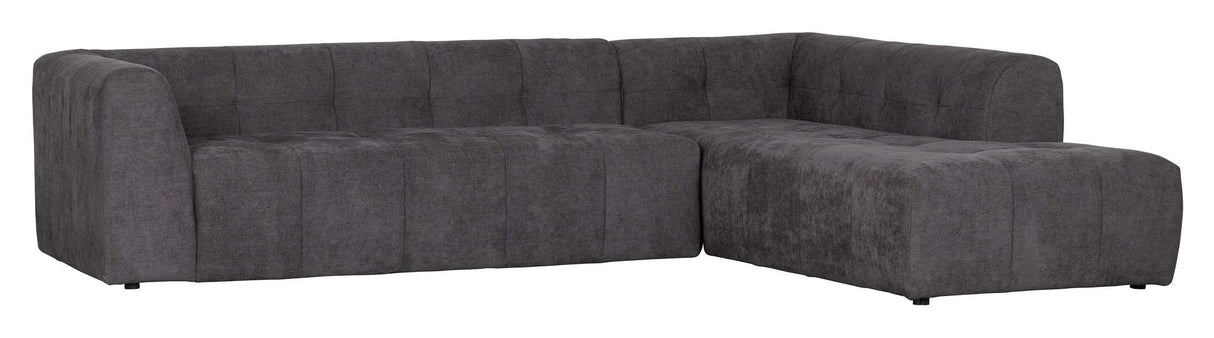 Woood Grid Sofa with right-facing chaise longue, Dark gray