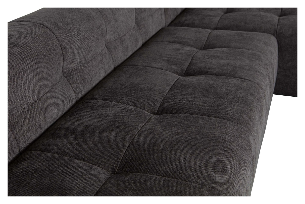 Woood Grid Sofa with right-facing chaise longue, Dark gray