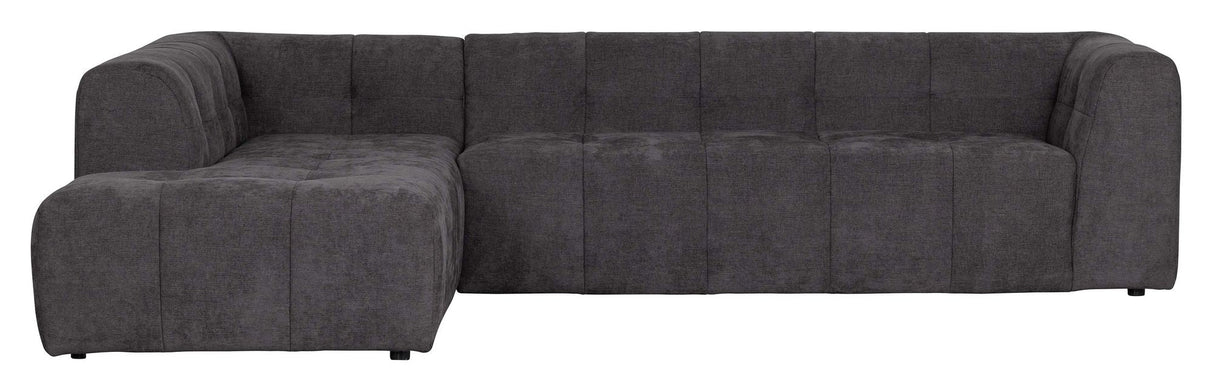 Woood Grid Sofa with left-facing chaise longue, Dark gray