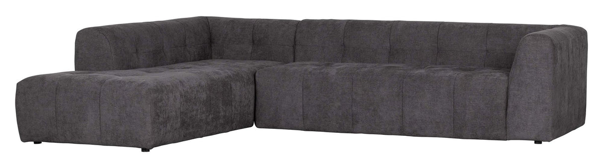 Woood Grid Sofa with left-facing chaise longue, Dark gray