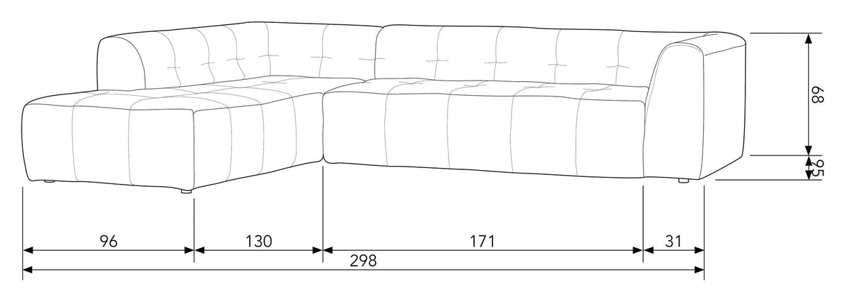 Woood Grid Sofa with left-facing chaise longue, Dark gray