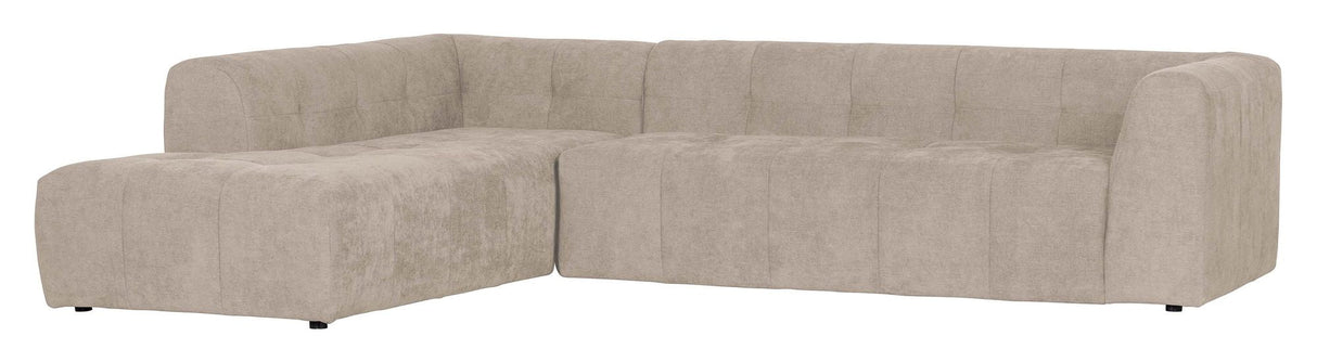 Woood Grid Sofa with left-facing chaise longue, Sand