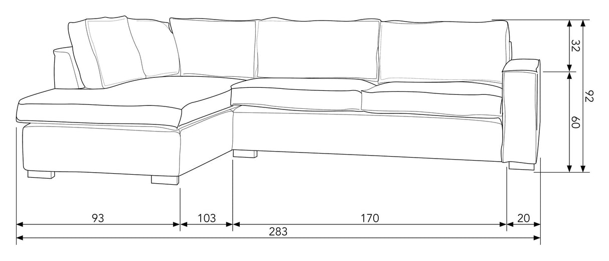 Woood Hajo Sofa with left-facing chaise longue, Brown Bouclé