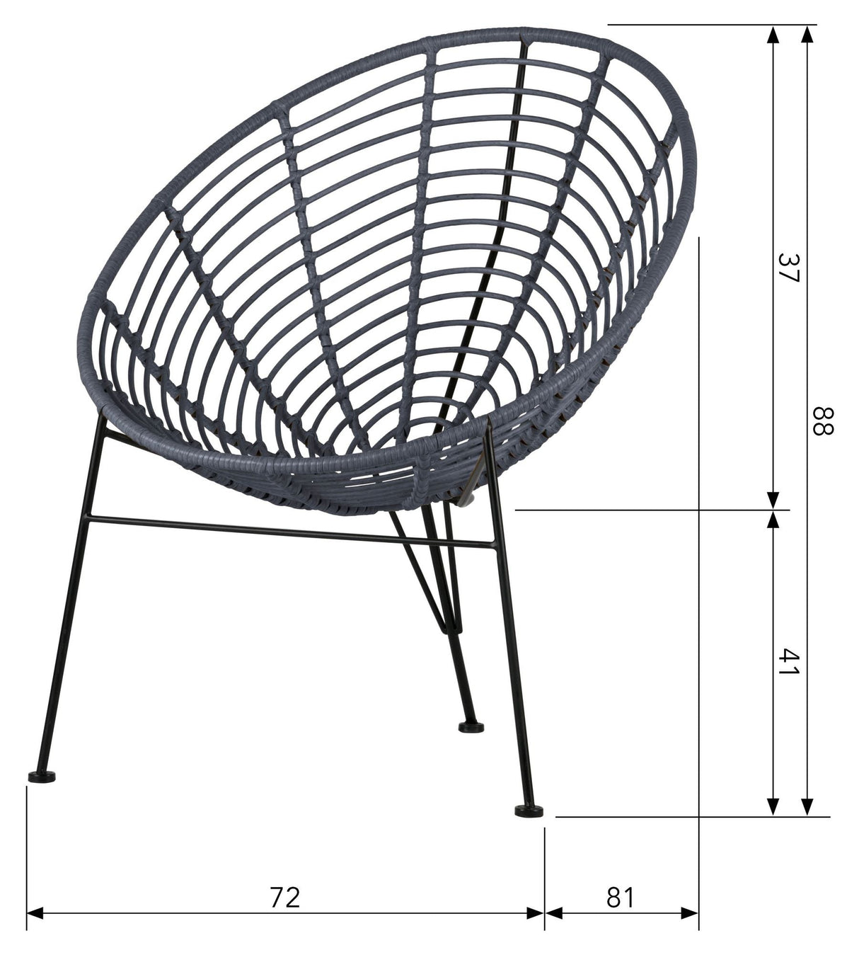 Woood Jane Lounge Chair, Ink