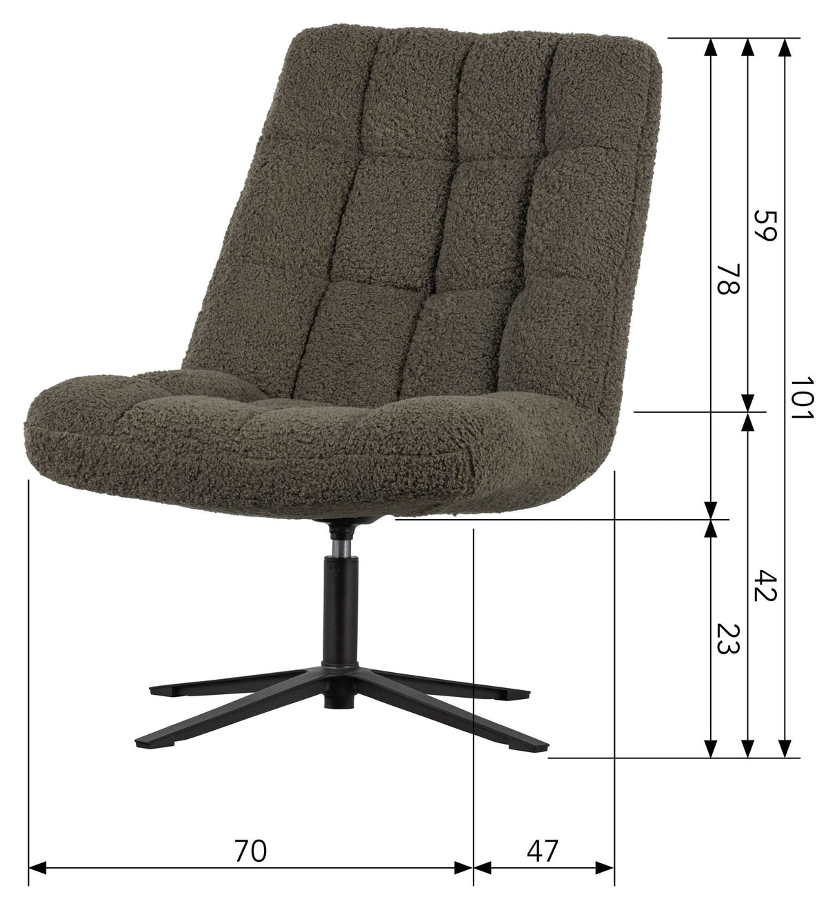 Job Lounge Chair w. swivel foot, Green teddy