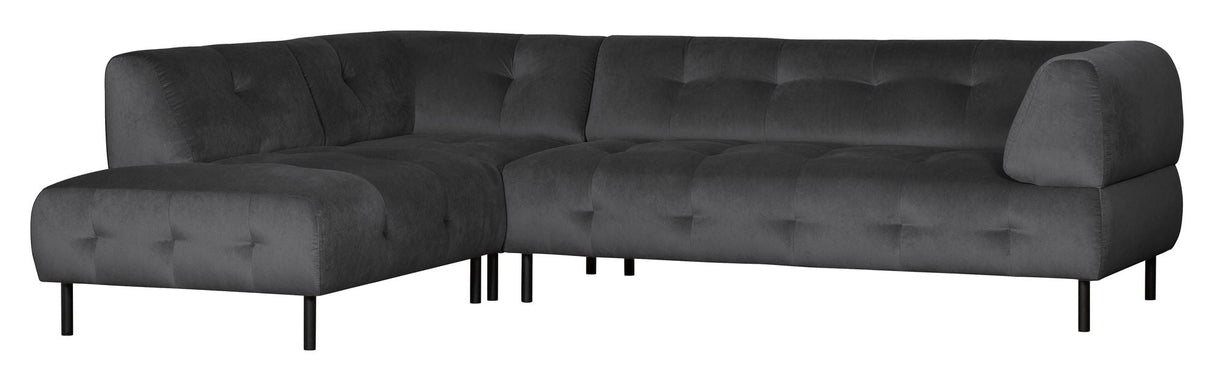 Lloyd Sofa w. chaise longue, left facing - Anthracite velvet