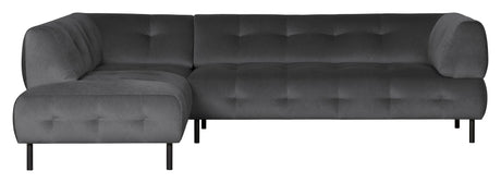 Lloyd Sofa w. chaise longue, left facing - Anthracite velvet