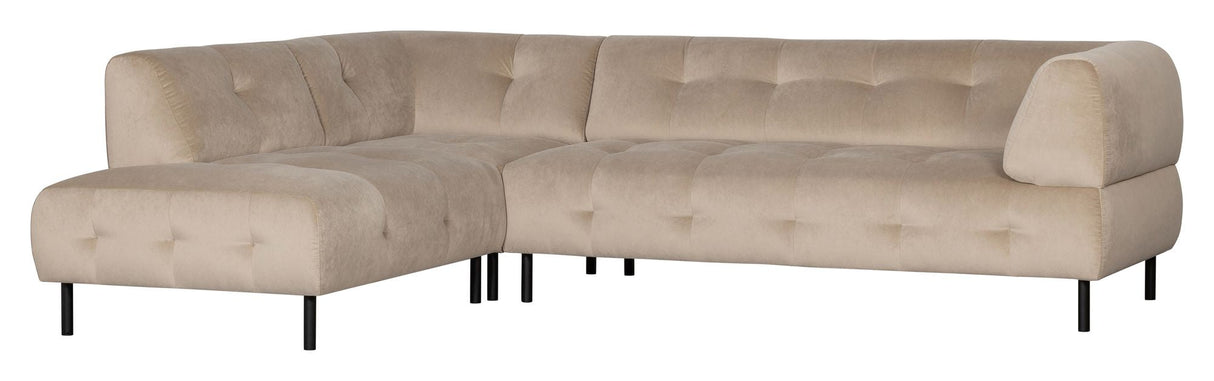 Lloyd Sofa w. chaise longue, left facing - Beige velvet