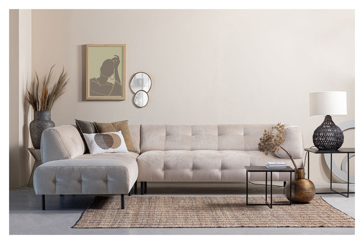 Lloyd Sofa w. chaise longue, left facing - Beige velvet