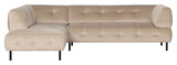 Lloyd Sofa w. chaise longue, left facing - Beige velvet