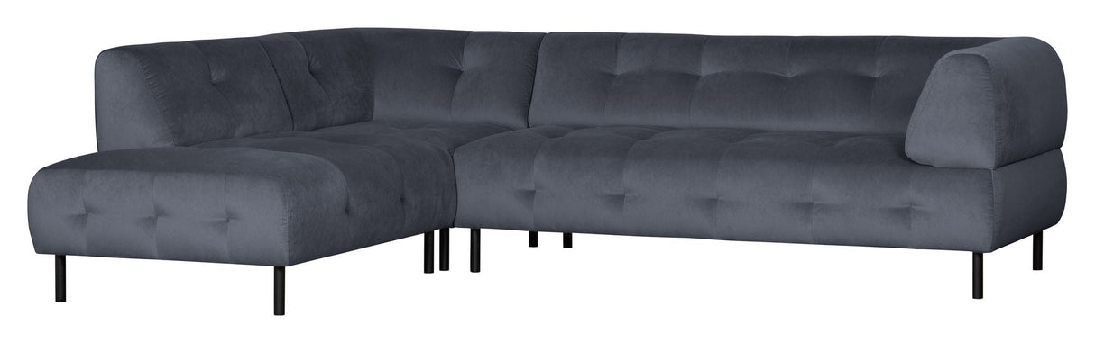 Lloyd Sofa w. chaise longue, left facing - Blue velvet