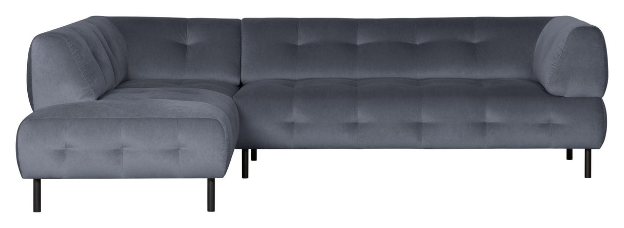 Lloyd Sofa w. chaise longue, left facing - Blue velvet