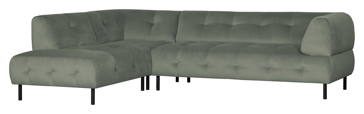 Lloyd Sofa w. chaise longue, left facing - Green velvet