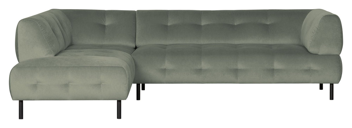 Lloyd Sofa w. chaise longue, left facing - Green velvet