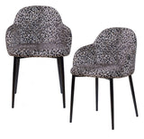 Noortje Dining chair with panther print, Set of 2 pcs.