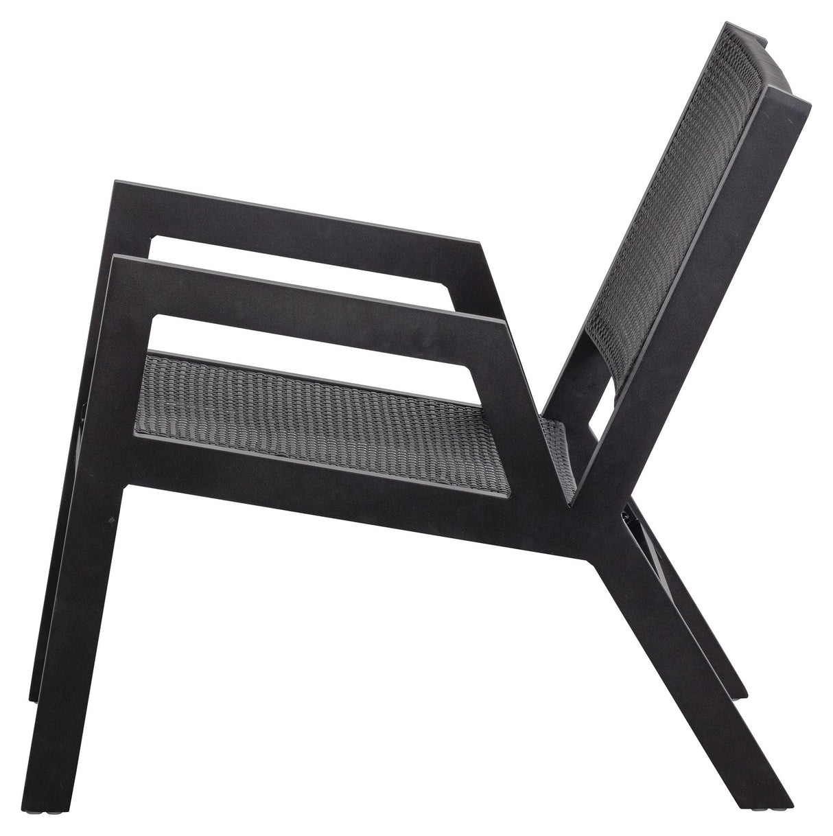 Woood Pem Lounge Chair, Black Aluminum