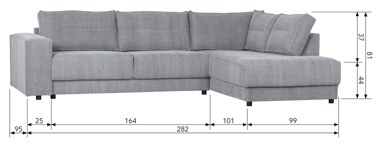 Woood Randy Sofa with right-facing chaise longue, Gray