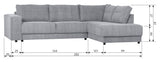 Woood Randy Sofa with right-facing chaise longue, Gray