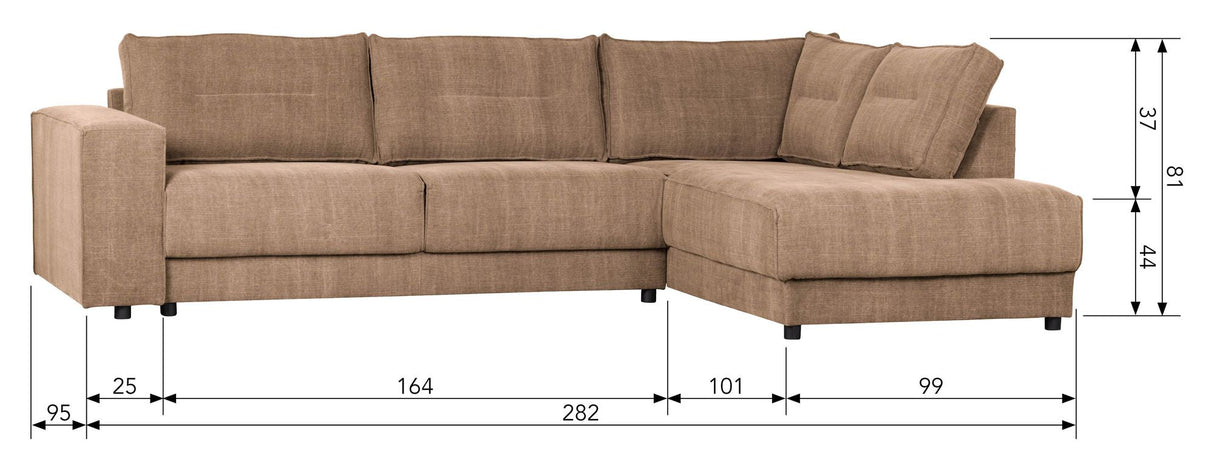 Woood Randy Sofa with right-facing chaise longue, Khaki