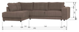 Woood Randy Sofa with left-facing chaise longue, Cacao