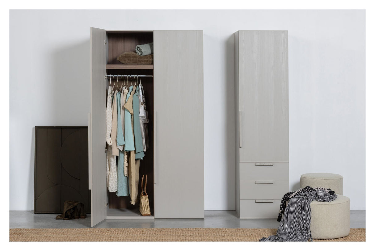 Clean Wardrobe with 2 doors, B110, Mat Light gray