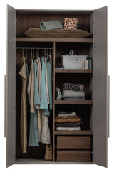 Clean Wardrobe with 2 doors, B110, Mat Light gray