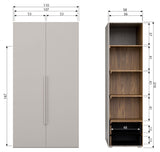 Clean Wardrobe with 2 doors, B110, Mat Light gray