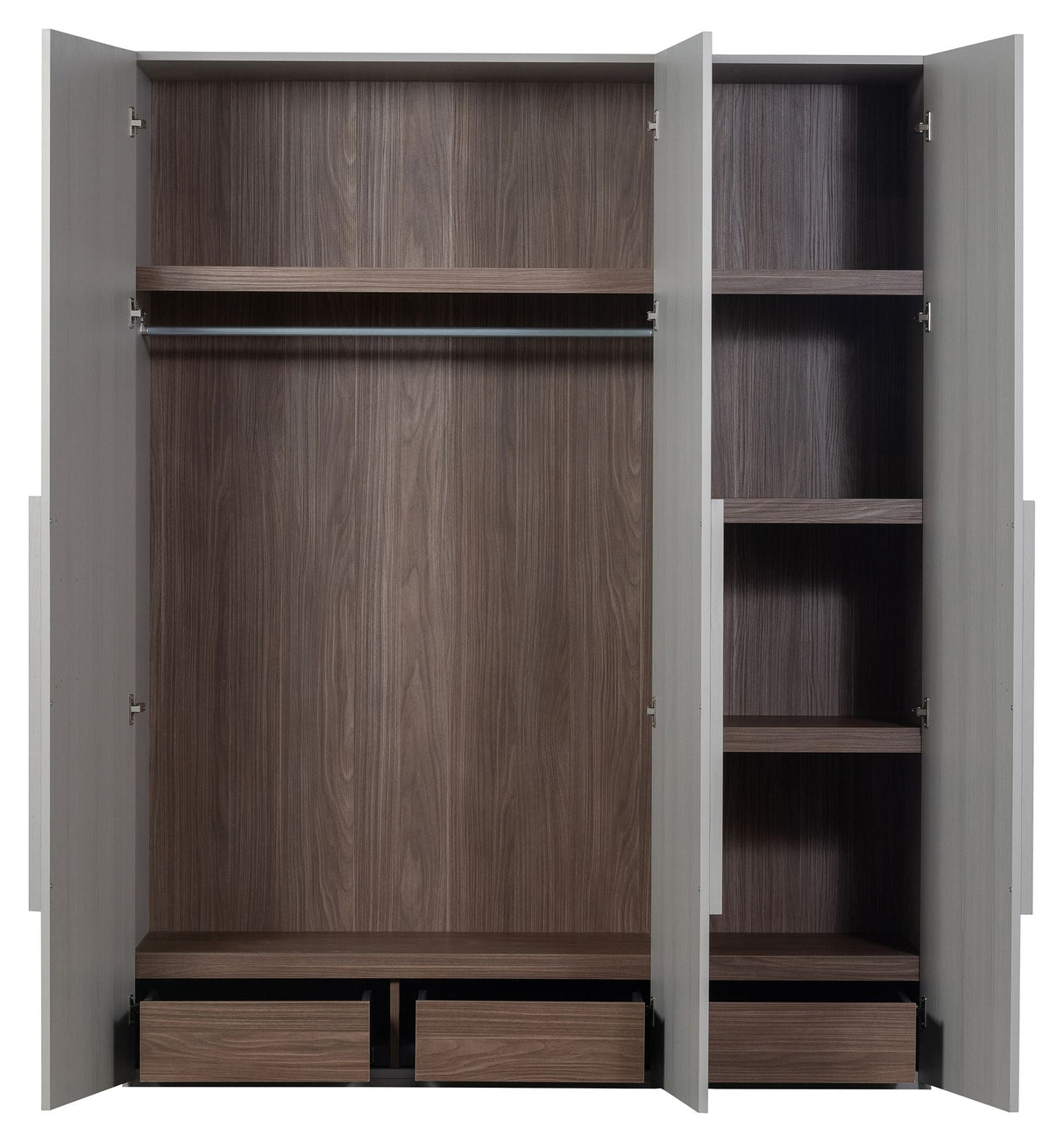 Clean Wardrobe w. 3 doors, B165, Mat Light gray