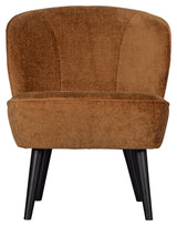 Woood Sara Lounge Chair, Velour w. structure Cognac