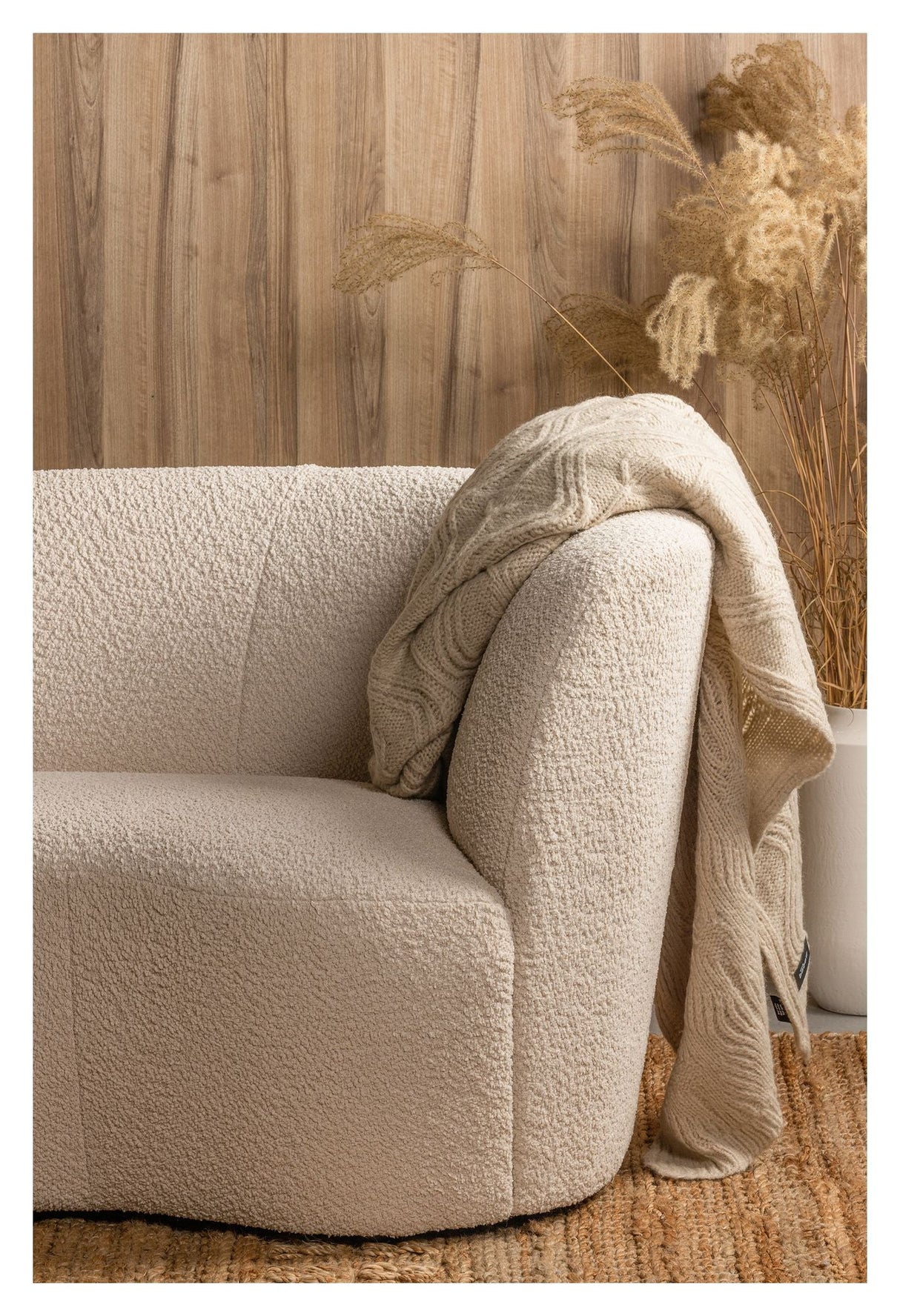 Woood Stone Lounge Sofa Right-facing - Cream