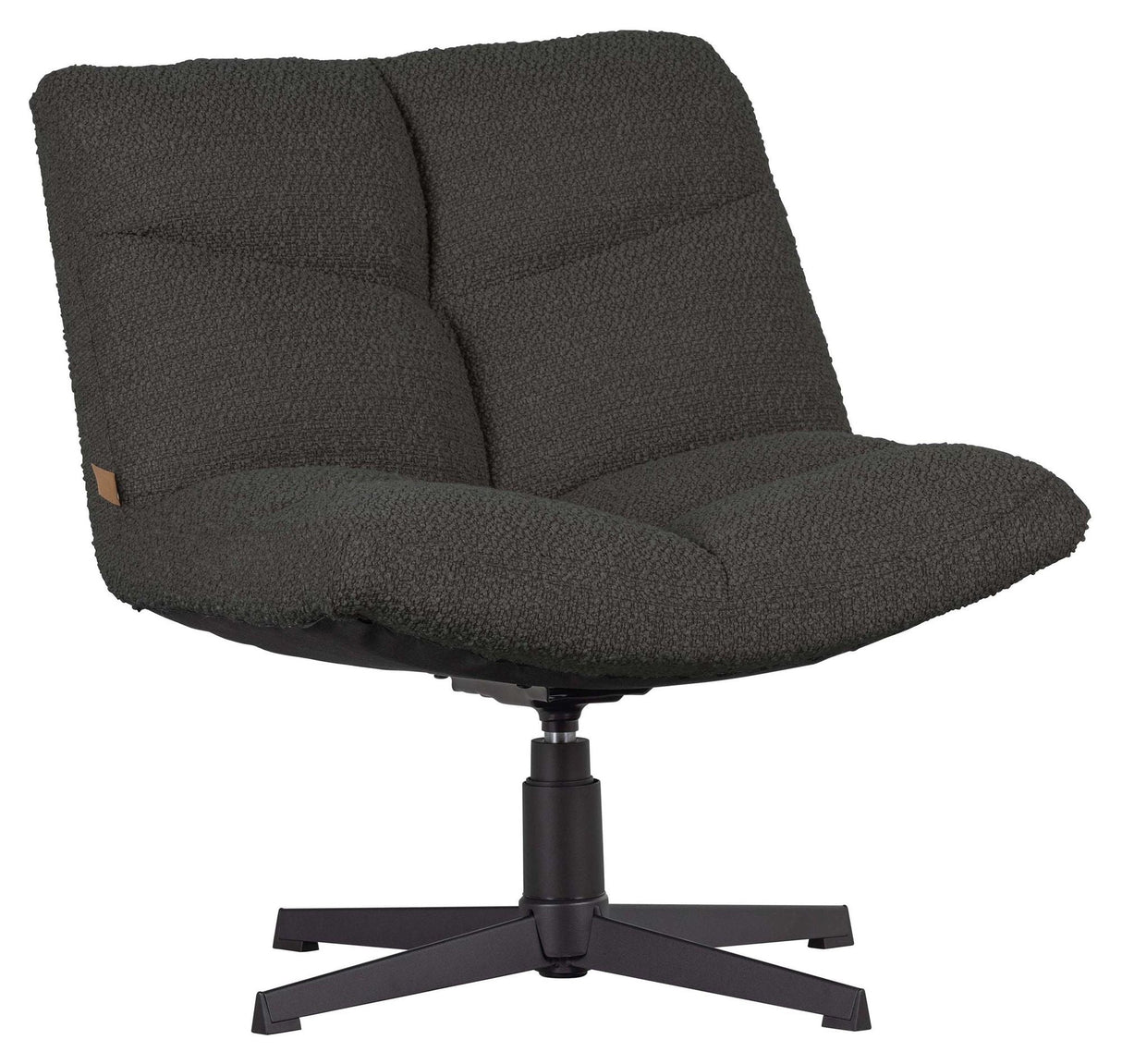 Vinny Lounge Chair with Turning Stand, Dark Gray Bouclé