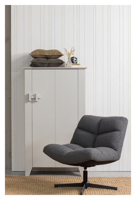 Vinny Lounge Chair with Turning Stand, Dark Gray Bouclé