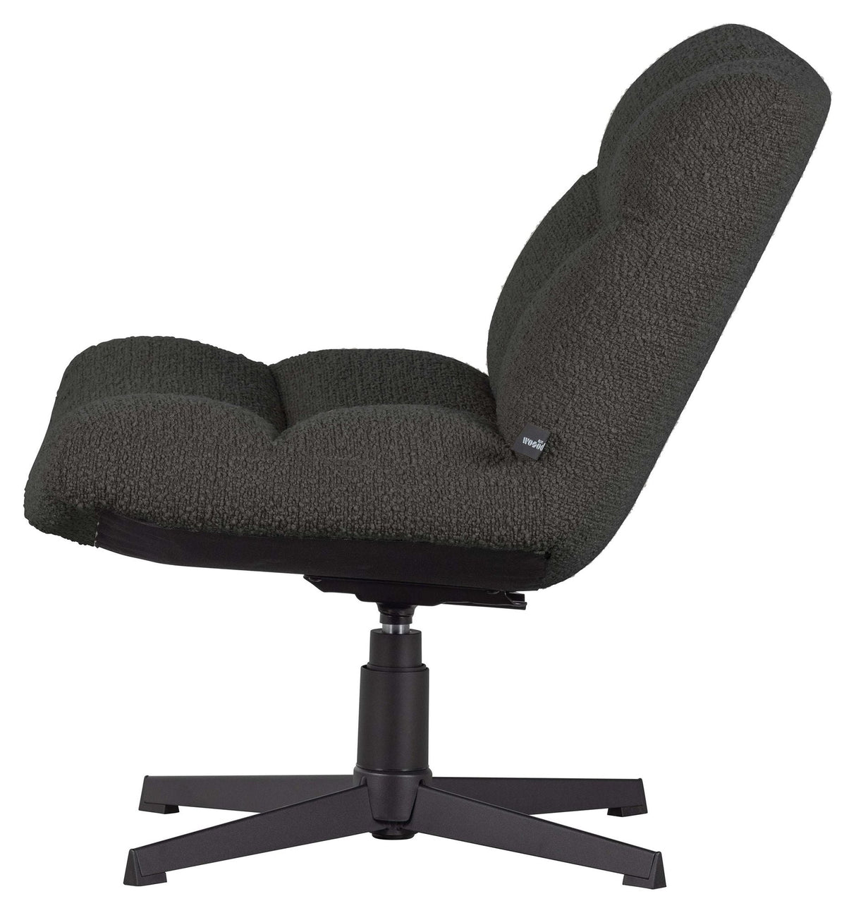 Vinny Lounge Chair with Turning Stand, Dark Gray Bouclé