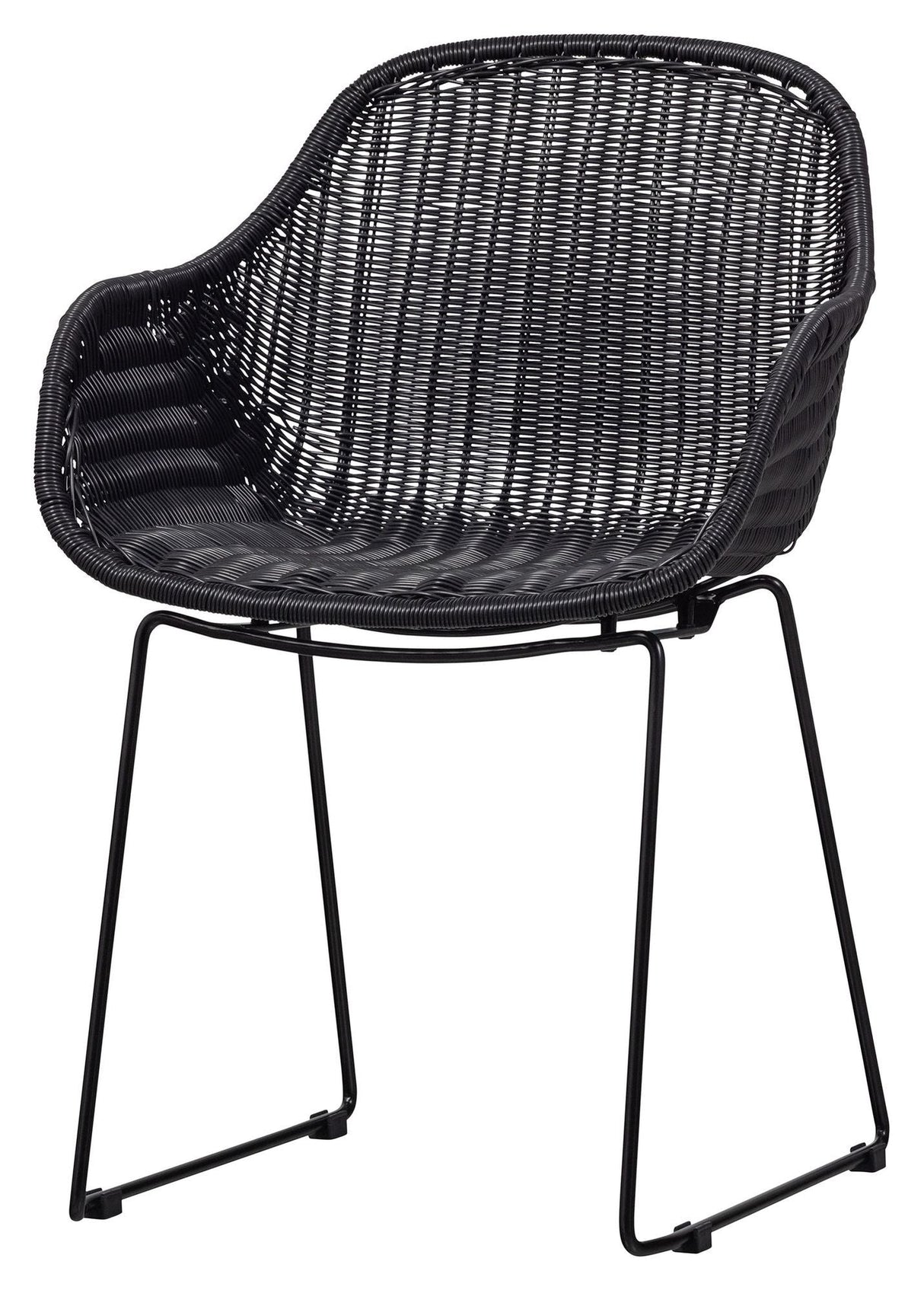 Willow Garden Chair with armrests, Black