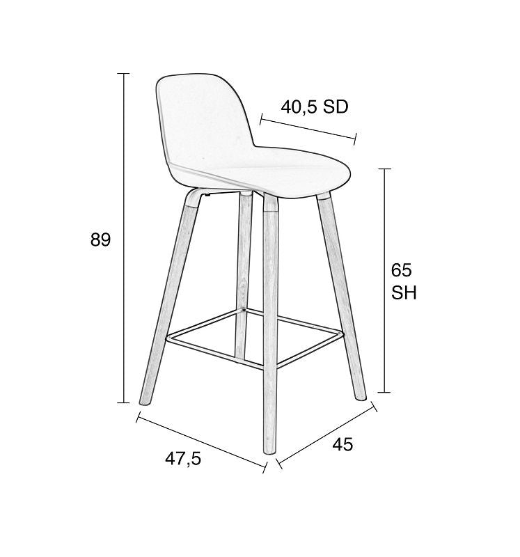 Zuiver Albert Kuip bar stool - Light gray, SH: 65cm