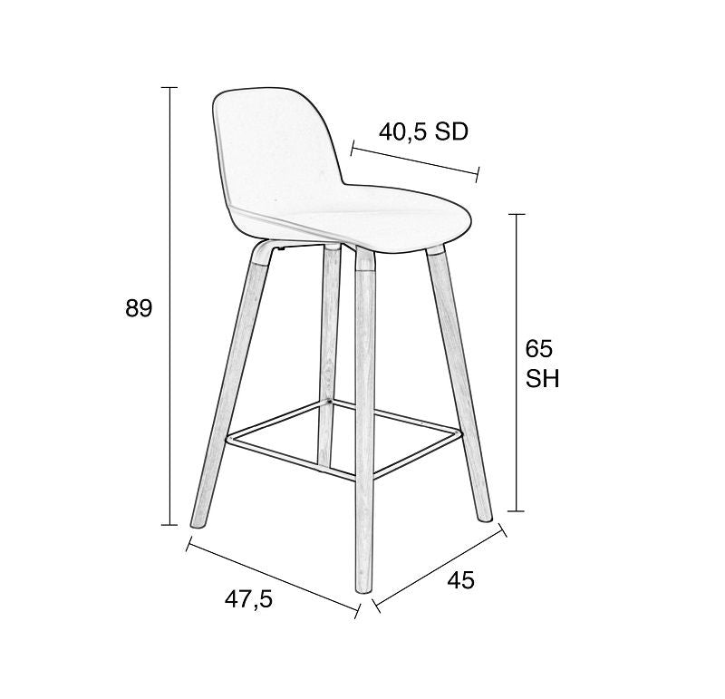 Zuiver Albert Kuip bar stool - Dark gray, SH: 65cm