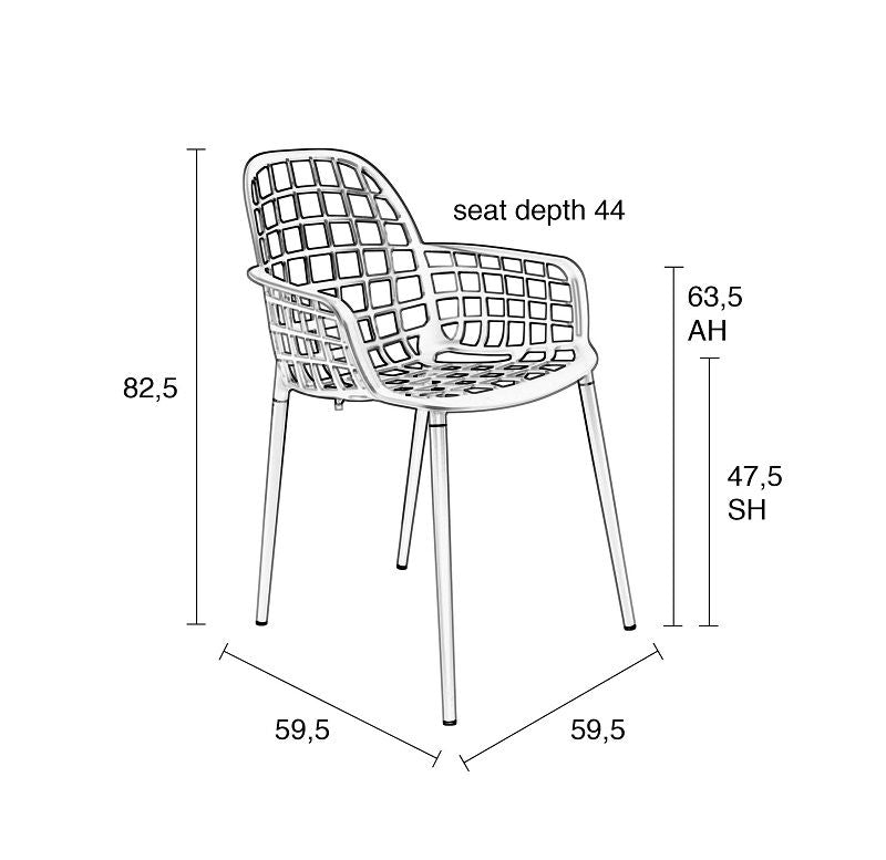 Zuiver Albert Kuip Garden Chair w/armrests - Light gray