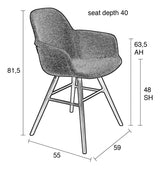 Zuiver Albert Kuip Dining chair with armrests - Light Gray