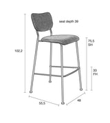 Zuiver Benson Barstool - Gray blue