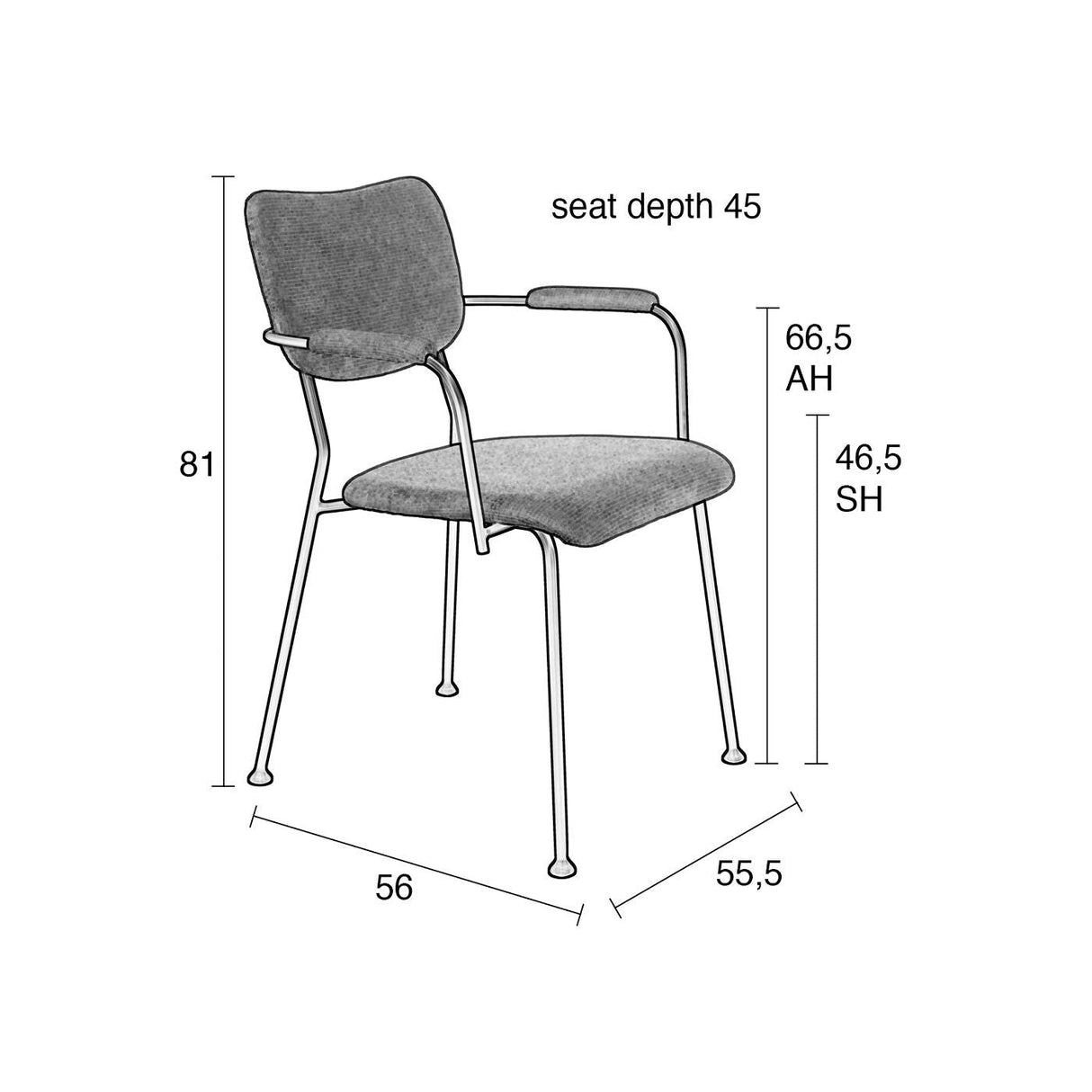 Zuiver Benson Dining chair with armrests - Green