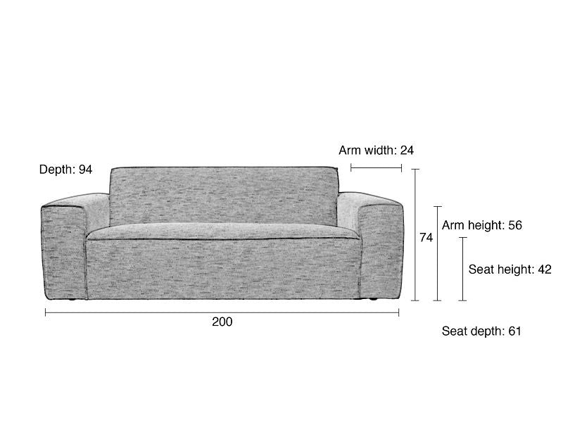 Zuiver BOR 2.5-pers. Sofa - Gray